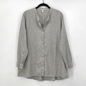 Rock Bottom Price! EILEEN FISHER Striped Linen Blend Button Down Size M